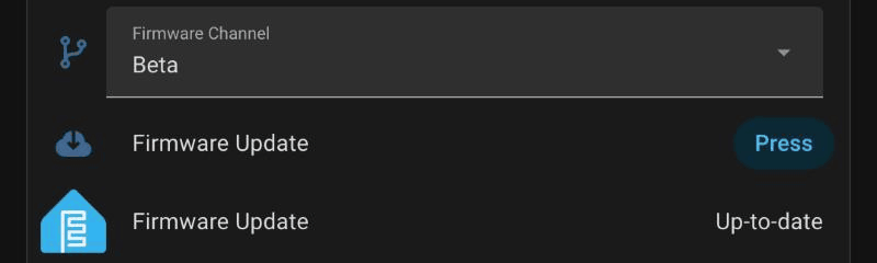 Firmware Update showing Installing, then Up-to-date
