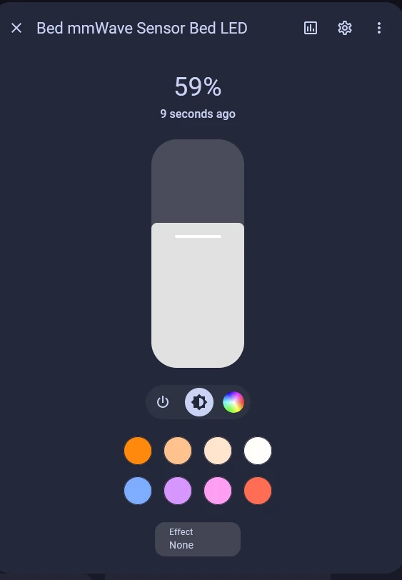 Home Assistant light card for Bed LED