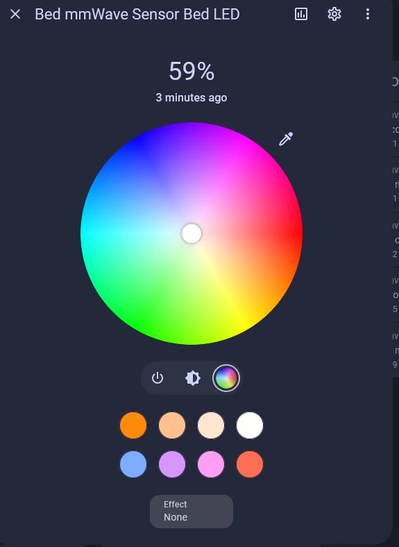 Color wheel open on the Bed LED card