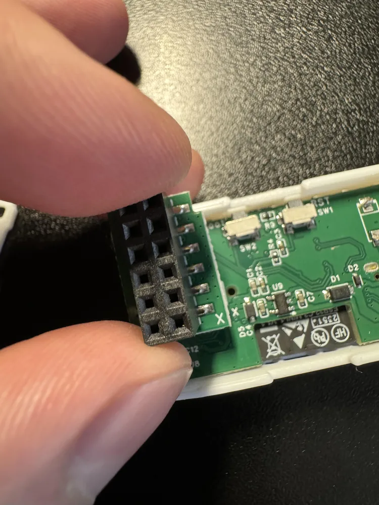 The X marking on the MSR-2 PCB aligned with the X on the GPIO Header