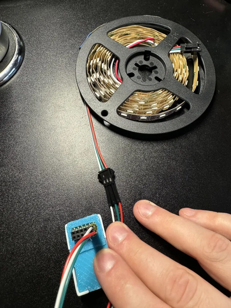 JST-SM connector on the end of a WS2812B strip